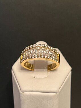 JEULIA S925 Gold Vermeil over Silver CZ Ring Size 10 (469)